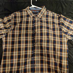 Aeropostale plaid button up large yellow/white/blue